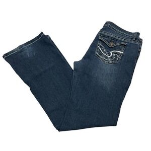WallFlower Women Sz 13 Jeans Bootcut Embellished Pockets Denim Casual Distressed